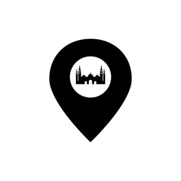 Map pointer mosque silhouette vector design template illustration Stock Illustration