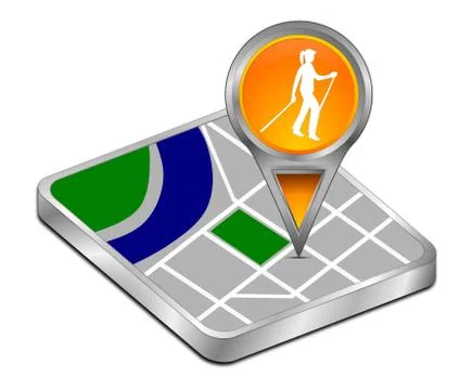 Map pointer with Nordic Walking - 3D illustration Illustrazione stock
