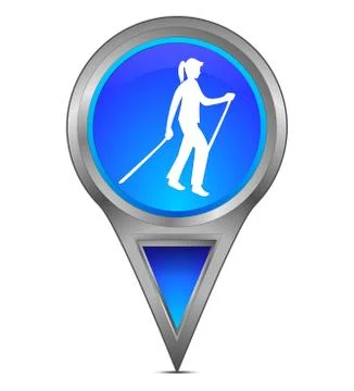 Map pointer with Nordic Walking - 3d illustration Stock Illustration