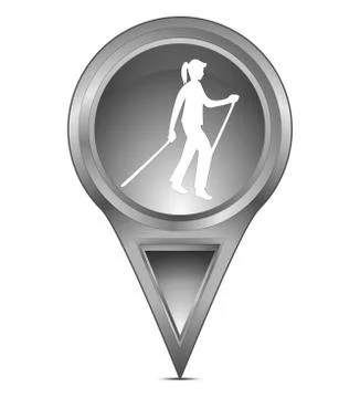 Map pointer with Nordic Walking - 3d illustration Illustrazione stock