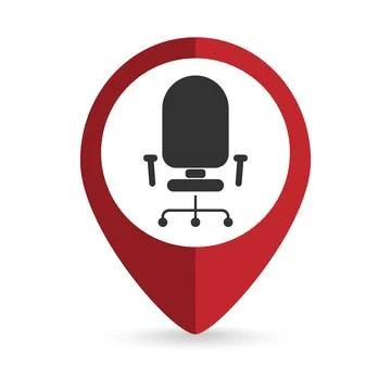 Map pointer with Office chair icon. Vector illustration. Illustration