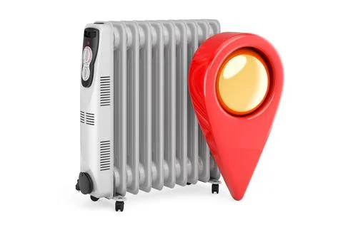 Map pointer with oil heater. 3D rendering 库存插图