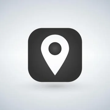 Map pointer or GPS location symbol over the application icon. Vector Illustra Stock Illustration