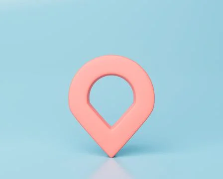 Map pointer or location red or pink pin symbol isolated on blue pastel Illustrazione stock