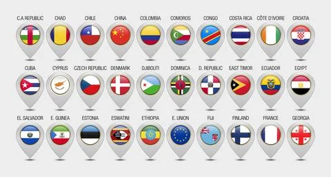 Map Pointer or Marker With Flags Design Template Illustrazione stock