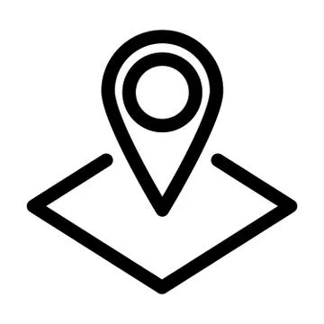 Map pointer or pin marker icon. Outline modern design element. Simple black flat Stock Illustration