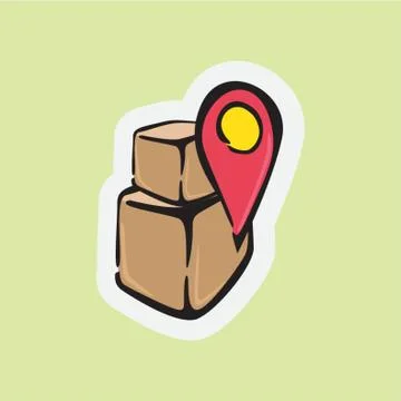 Map Pointer With Packages Illustrazione stock