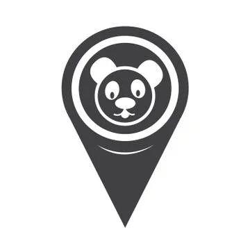 Map Pointer Panda Icon Stock Illustration