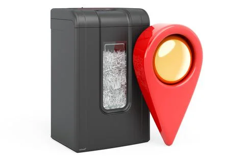 Map pointer with paper shredder, 3D rendering 库存插图