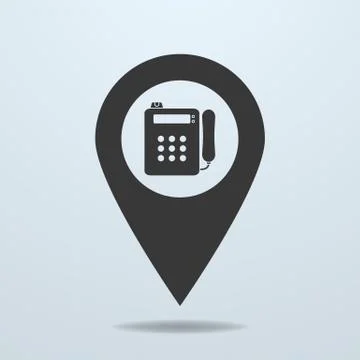 Map pointer with a payphone symbol 스톡 일러스트