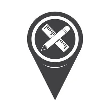 Map Pointer Pencil With Ruler Icon 스톡 일러스트