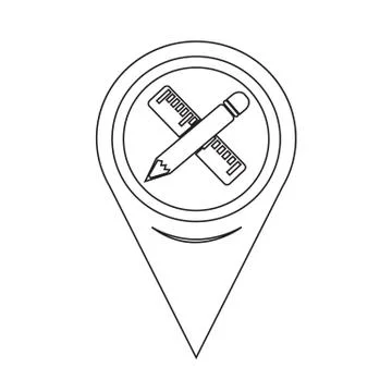 Map Pointer Pencil With Ruler Icon 스톡 일러스트