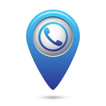 Map pointer with phone handset icon Stock Illustration