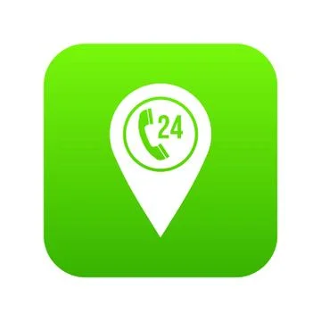 Map pointer with phone handset icon digital green Stock Illustration