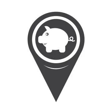 Map Pointer Piggy Bank Icon Stock Illustration