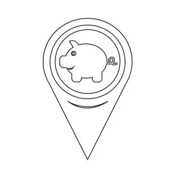 Map Pointer Piggy Bank Icon Stock Illustration