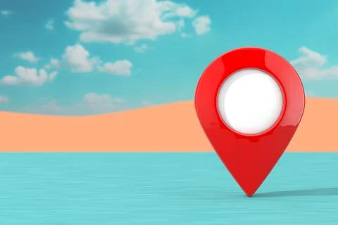 Map Pointer Pin in the Abstract Desert Landscape. 3d Rendering イラスト素材