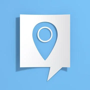 Map Pointer Pin on Cutout White Paper Speech Bubble. 3d Rendering 스톡 일러스트