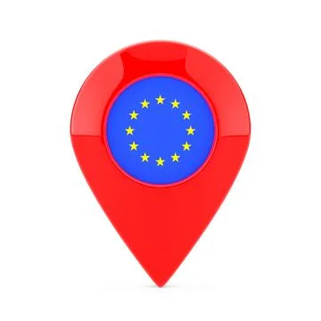Map Pointer Pin with European Union Flag. 3d Rendering 스톡 일러스트