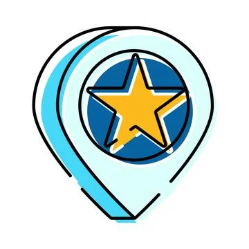 Map pointer pin with gold star inside Stock Illustration
