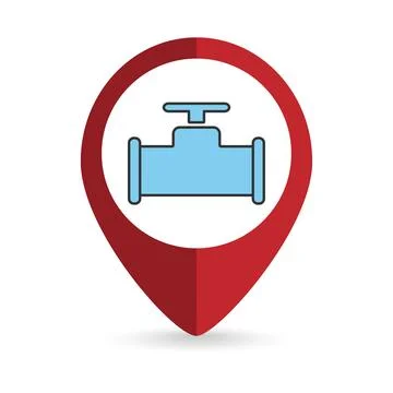 Map pointer with pipe icon. Vector illustration. Stock Illustration