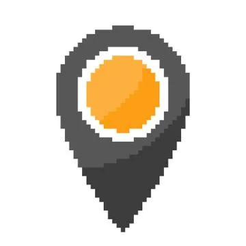 Map pointer in pixel art design. Vector illustration. Illustrazione stock