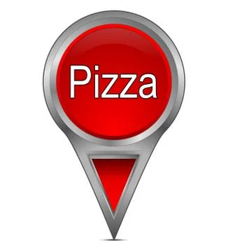 Map pointer with Pizza – 3d illustration Illustrazione stock