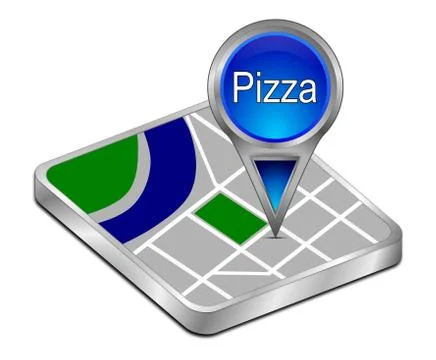 Map pointer with Pizza - 3D illustration Stock Illustration