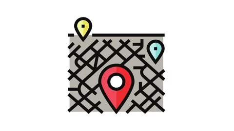 Map pointer place color icon animation Video stock 326104767