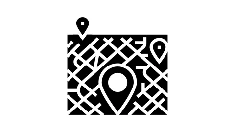 Map pointer place glyph icon animation Stock Footage 326151542