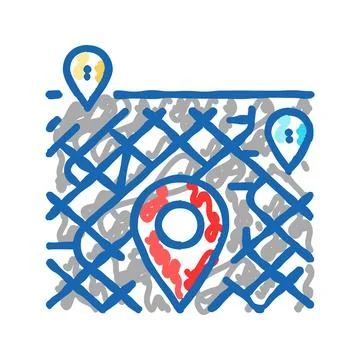 Map pointer place icon doodle illustration Illustrazione stock