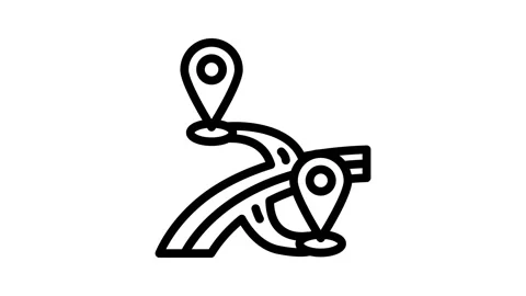 Map pointer place line icon animation Stock Footage 326758844