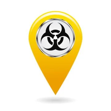 Map pointer. Pointer of biological hazards on the area map. Symbol for safety Stock Illustration