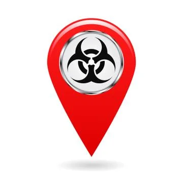 Map pointer. Pointer of biological hazards on the area map. Symbol for safety Stock Illustration