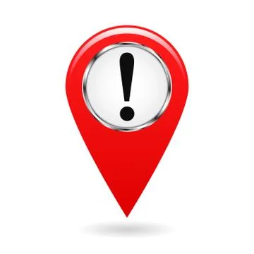 Map pointer. The pointer of important objects, warning of danger on the area map Stock Illustration