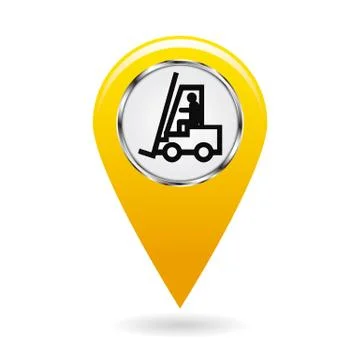 Map pointer. Pointer location forklift movement. Risk of hitting or collision Stock Illustration