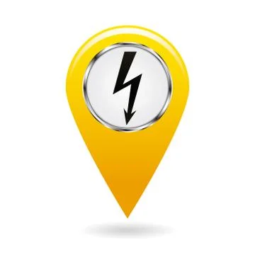 Map pointer. pointer of power plants and various objects related to electrici Stock Illustration