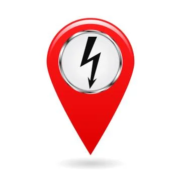 Map pointer. The pointer of power plants and various objects related to elect Stock Illustration