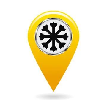 Map pointer. The pointer of snow drifts and icy areas on the map terrain. saf Stock Illustration