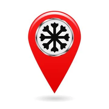 Map pointer. The pointer of snow drifts and icy areas on the map terrain. saf Stock Illustration