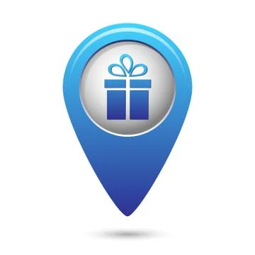 Map pointer with present icon 스톡 일러스트