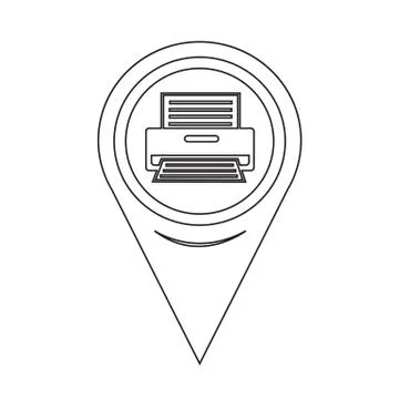 Map Pointer Printer Icon Stock Illustration