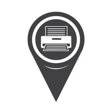 Map Pointer Printer Icon Stock Illustration
