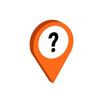 Map Pointer with Question sign. Flat Isometric Icon or Logo. 3D Style Pictogr Stock Illustration