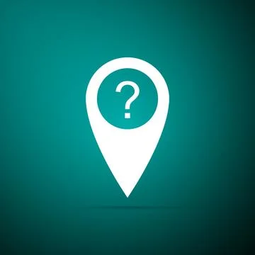 Map pointer with Question symbol icon isolated on green background. Marker イラスト素材