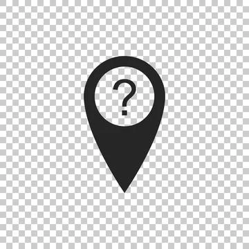 Map pointer with Question symbol icon isolated on transparent background. Marker Stock Illustration