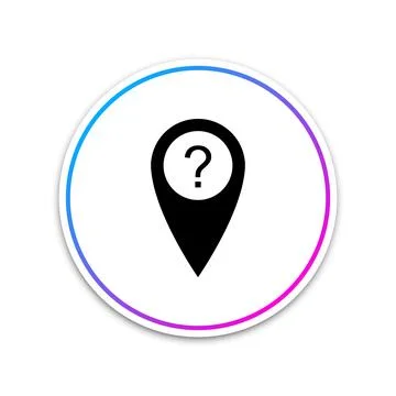 Map pointer with Question symbol icon isolated on white background. Marker Stock Illustration