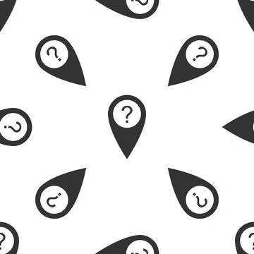 Map pointer with Question symbol icon seamless pattern on white background Illustrazione stock