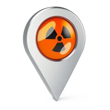 Map pointer with radiation flag, 3D rendering Stock Illustration
