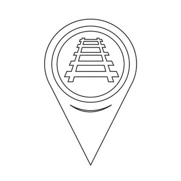 Map Pointer Railway Track Icon Stock Illustration